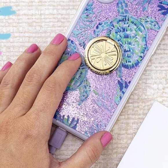 Lilly Pulitzer Cell Phone Gold Metal Stability Tech Ring Totally Blossom NWT - Picture 3 of 6